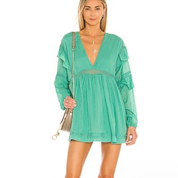 Free People Seashell Skort Romper Women’s Med Green Cotton Oversized Boho Gauzy - Picture 1 of 10